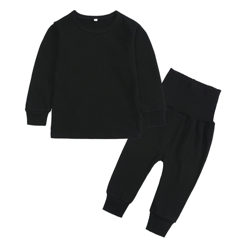 AIMAOMI Baby Boy Girl Sweatsuits Sportswear Toddler Kids Solid Color Outfit Hoodie Sweatshirt Tops (Black, 5-6 Years)