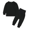 AIMAOMI Baby Boy Girl Sweatsuits Sportswear Toddler Kids Solid Color Outfit Hoodie Sweatshirt Tops (Black, 5-6 Years) view 1