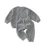 AIMAOMI Toddler Boys Girls Winter Fleece Flannel Tracksuit 2 Piece Set Matching Warm Tracksuit Set (Grey, 6-12 Months) view 1