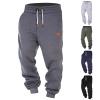 Mens Cargo Sweatpants Cotton Heavyweight Thick Elastic Waist Sweatpants Big and Tall Fall Winter Workout Jogger Pants with Pockets Grey view 4