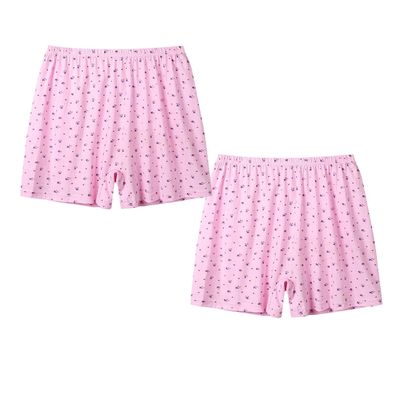 2PCS 100% Cotton Women's Boxer Briefs Loose Shorts Underwear Panties Boyshorts Soft for Seniors Middle Elderly Ladies