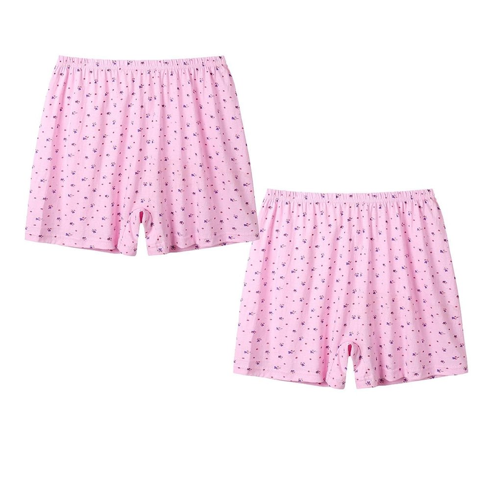 2PCS 100% Cotton Women's Boxer Briefs Loose Shorts Underwear Panties Boyshorts Soft for Seniors Middle Elderly Ladies