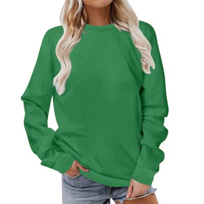 Sweatshirt for Women Long Sleeve Simple Solid Color Hoodies Sweatshirts Casual Loose Trendy Pullover oversized sweatshirt prime of day deals today 2024 Green 4X
