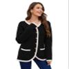 Cloud Apparel 360 Womens Knit Cardigan Sweaters Casual Long Sleeve Open Front Button Down Coat Trendy Winter Outerwear with Pockets,Loose Fit Black/White view 1
