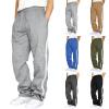 Cambkatl Men's Fleece Lined Winter Straight Jogger Pants, Drawstring Casual Elastic Waist Loose Cargo Sweatpants with Pockets view 2