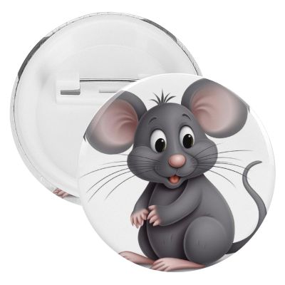 Buttons Badge 5 Pcs Grey Animals Printed Button Pins Decorations Tinplate Round Badge for Clothes Bags Hats Jeans And More