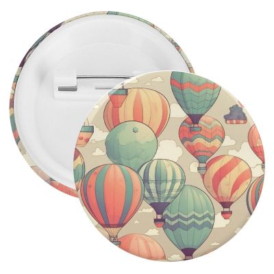 Buttons Badge 5 Pcs Colorful Hot Air Balloon Printed Button Pins Decorations Tinplate Round Badge for Clothes Bags Hats Jeans And More