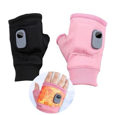 Heated Gloves With Digital Display - Rechargeable Hand Warmers for Women and Men, Fingerless Electric Heating Writing Gloves for Students (Black, 1)