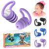 Swimming Ear Plugs Waterproof Earplugs - 3 Pairs Silicone Swim Ear Plugs for Kids, Water Sports Earplugs for Showering, Bathing, Surfing - Keep Ear Water Out (Kids- Black, Pruple, Blue) view 1