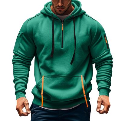 RTTUIOP Hoodies for Men Quarter Zip Pullover Tactical Sweatshirt Vintage Long Sleeve Casual Fashion Hoodie 1/4 Zip Pullover Sweatshirt Winter Hoodie Zip-Up Warm Clothes Jacket With Pockets