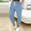 Plus Size Sweatpants for Women Drawstring High Waisted Joggers Loose Fit Comfy Lounge Pants Soft Wide Leg Yoga Pants with Pockets Straight Leg Workout Pants Cinch Bottom Athletic Works Pants view 3