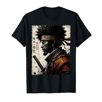 Afro American Samurai Vintage African Warrior with Katana T-Shirt