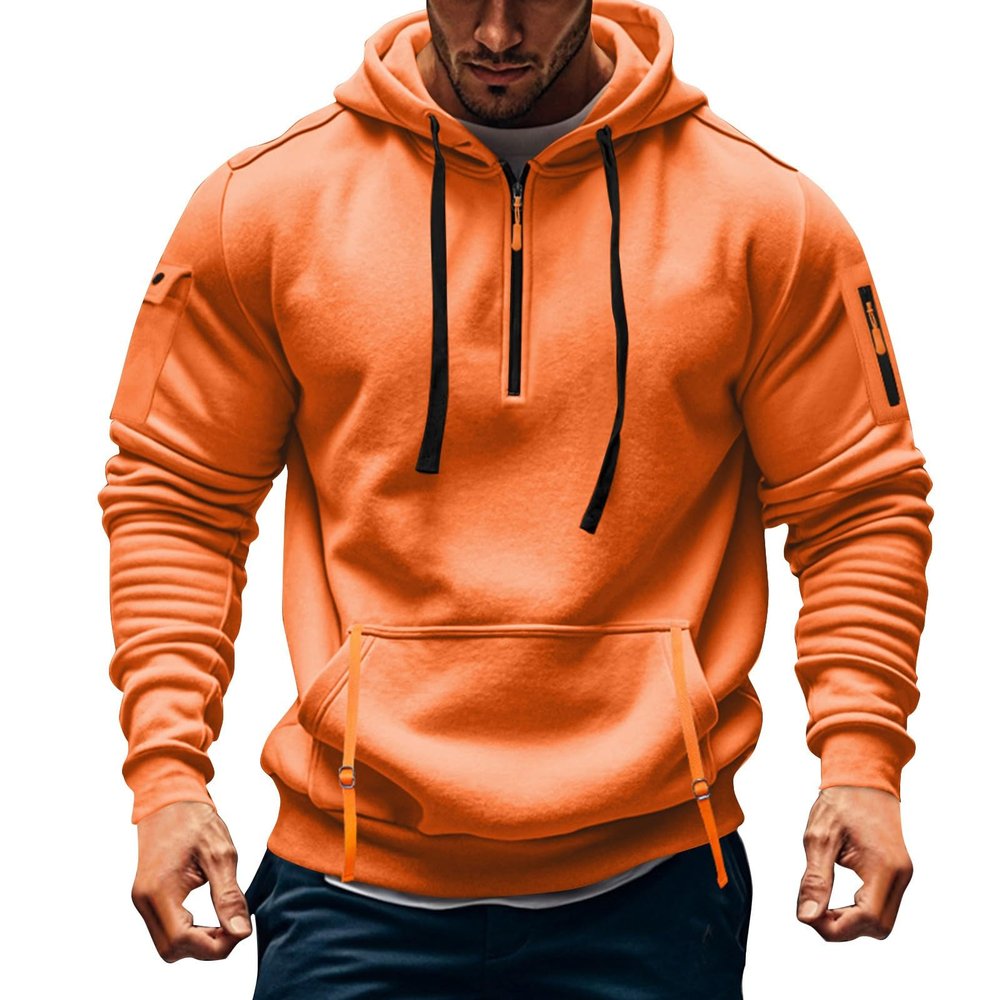 RTTUIOP Hoodies for Men Quarter Zip Pullover Tactical Sweatshirt Vintage Long Sleeve Casual Fashion Hoodie 1/4 Zip Pullover Sweatshirt Winter Hoodie Zip-Up Warm Clothes Jacket With Pockets