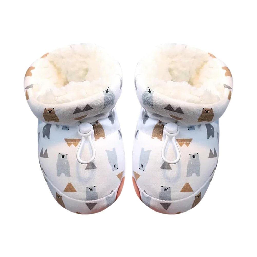 Infant Booties 612 Months Lined Fuzzy Boots, Baby Boy Boots 2024 Warm Baby Boots With Drawstring Baby Winter Snow (White, 5.5 Infant)