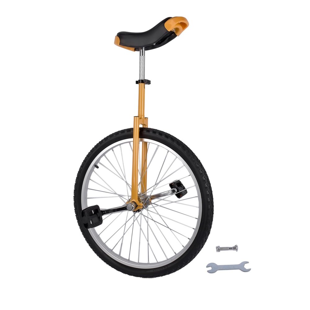 Getanye 24 Inch Wheel Unicycle Balance Fitness Exercise Adult Kids Outdoor Sports Training Cycling Unicycle with Steel Rim,Mountain Tire Cycling Sports Exercise with Adjustable Seat(Yellow)