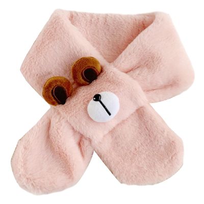 Cartoon Bear Scarf For Baby Toddler Furry Plush Neck Scarf Kids Winter Warm Neckwrap Children Windproof Neck Accessory