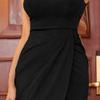 Women's One Shoulder Stylish Formal Dress Split Hem Sleeveless Wedding Dress Backless Elegant Prom Party Dresses (Black,Small) view 2