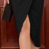 Women's One Shoulder Stylish Formal Dress Split Hem Sleeveless Wedding Dress Backless Elegant Prom Party Dresses (Black,Small) view 4