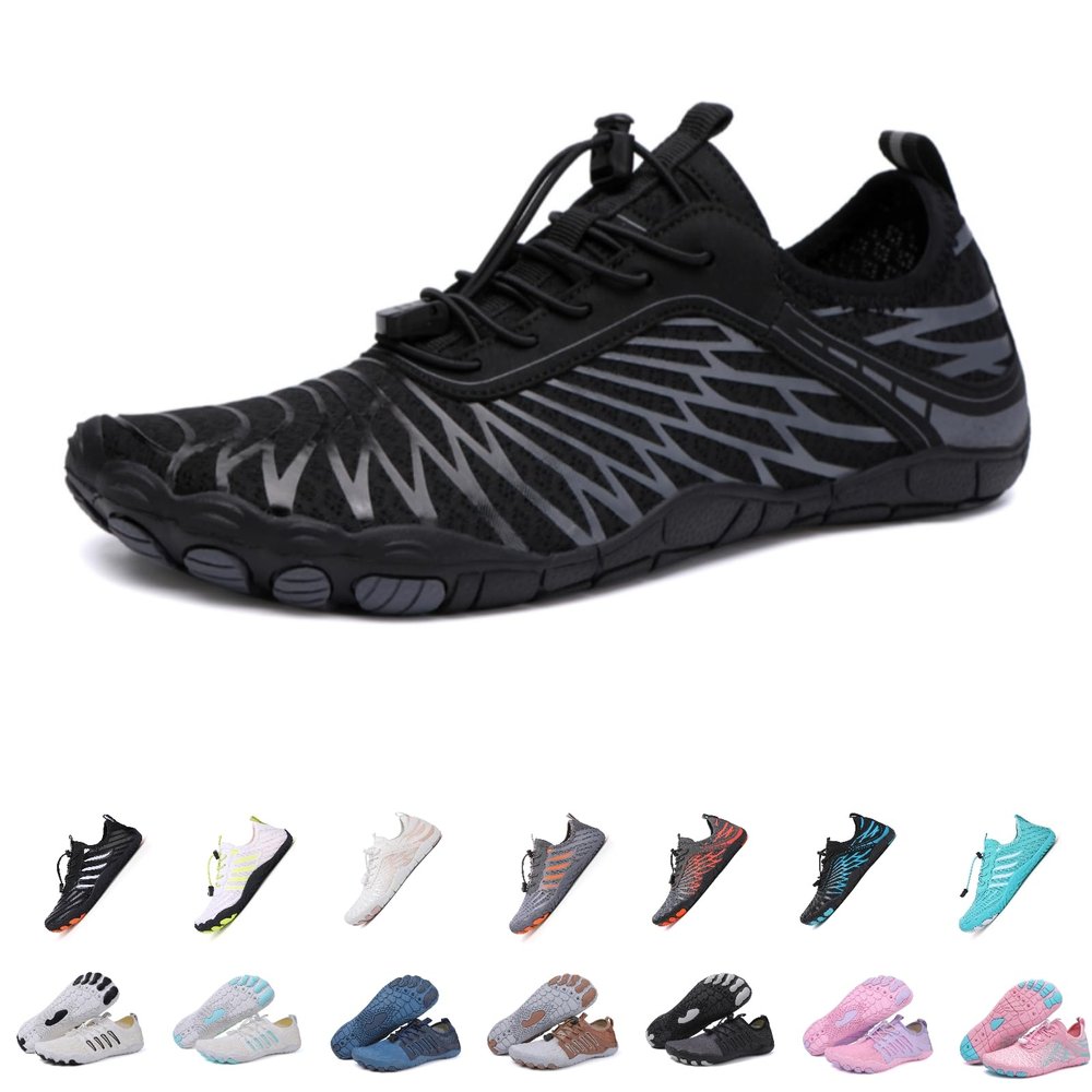 Hike Barefoot Shoes Women,New Hike Shoes for Men Women,Non-Slip Trail Athletic Footwear, Hiking Barefoot, Breathable Wide Toe Box (Black, Adult, Women, 6, Numeric, US Footwear Size System, Medium)