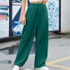 Sweat Pants for Womens Lounge Workout Jogger Pants Relaxed Fit Elastic High Waisted Wide Leg Athletic Pants with Pocket Green view 2