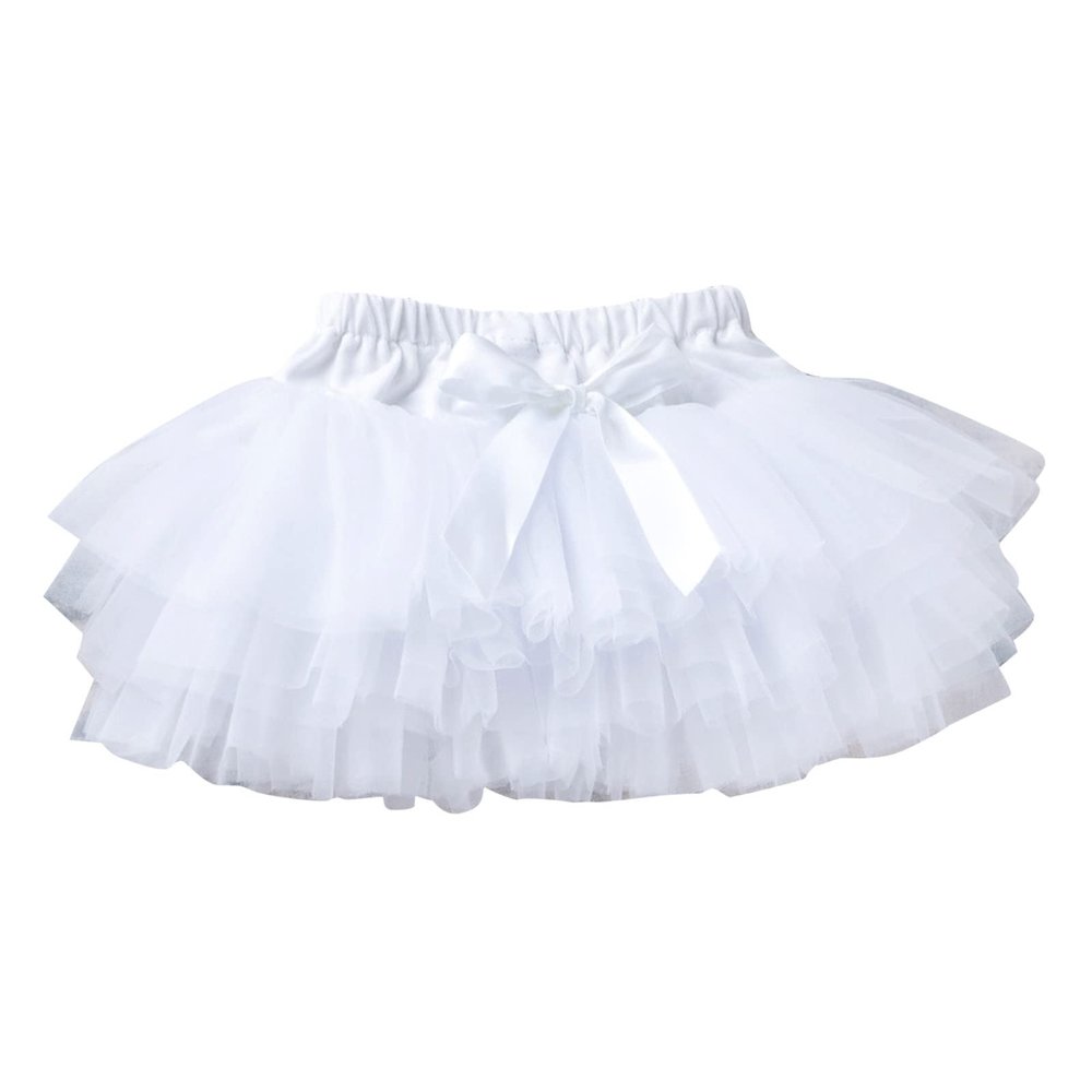 Baby Girls Soft Fluffy Tutu SkirtSkort Infant Tulle Dress Skirt 3 Layers Soft for Newborn Toddler (White, 0-3 Months)