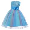 Little Girl Rainbow Tutu Dress Tulle Flower Girl Dresses Princess Wedding Birthday Party Ball Gown (Blue, 3-4 Years) view 2