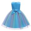 Little Girl Rainbow Tutu Dress Tulle Flower Girl Dresses Princess Wedding Birthday Party Ball Gown (Blue, 3-4 Years) view 3