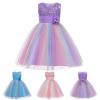 Little Girl Rainbow Tutu Dress Tulle Flower Girl Dresses Princess Wedding Birthday Party Ball Gown (Blue, 3-4 Years) view 4