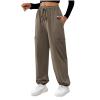 Cargo Sweatpants for Women Cinch Bottom Drawstring Elastic Waisted Jogger Pants Relaxed-Fit Athletic Pant with Pocket Brown view 1