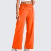 Womens Slacks Elastic High Waisted Wide Leg Athletic Pants Lounge Workout Running Yoga Jogger Sweatpants Fall Outfits Orange view 2