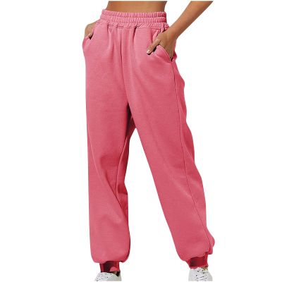 Women's Sweatpants Cinch Bottom Athletic Pants Stretchy High Waist Jogger Slacks Fall Winter Workout Running Trousers Hot Pink