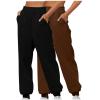 2PC Sweatpants Women Baggy Open Bottom Wide Leg Athletic Pant Classic Elastic High Waisted Jogger Trouser with Pocket Brown view 1