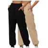 2PC Sweatpants Women Baggy Open Bottom Wide Leg Athletic Pant Classic Elastic High Waisted Jogger Trouser with Pocket Black view 1