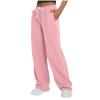 Wide Leg Sweatpants Women Fall Winter Outfits Lounge Athletic Jogger Pant Stretchy Drawstring Waist Running Hiking Pant Pink