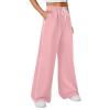Wide Leg Sweatpants Women Fall Winter Outfits Lounge Athletic Jogger Pant Stretchy Drawstring Waist Running Hiking Pant Pink view 2