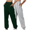 2PC Sweatpants Women Baggy Open Bottom Wide Leg Athletic Pant Classic Elastic High Waisted Jogger Trouser with Pocket Dark Gray