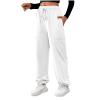 Cargo Sweatpants for Women Cinch Bottom Drawstring Elastic Waisted Jogger Pants Relaxed-Fit Athletic Pant with Pocket White view 1