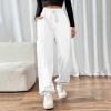 Cargo Sweatpants for Women Cinch Bottom Drawstring Elastic Waisted Jogger Pants Relaxed-Fit Athletic Pant with Pocket White view 2
