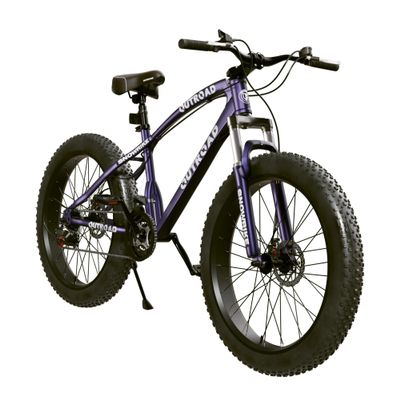 MarKnig 26 inch Fat Tire Mountain Bike with 4 inch Knobby Tires, 21 Speed MTB with Dual Disc Brake, Anti-Slip Fat Bike with Front Suspension, High Carbon Steel Frame, Men and Women (Blue-Purple)