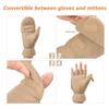 OZERO Winter Gloves for Men Women: Fingerless Convertible Mittens with Flap Warm Thermal Polar Fleece,Touch Screen Work Running Driving Cycling Womens Mens Gloves Winter in Cold Weather Apricot XL view 2