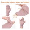 OZERO Winter Gloves for Men Women: Fingerless Convertible Mittens with Flap Warm Thermal Polar Fleece,Touch Screen Work Running Driving Cycling Womens Mens Gloves Winter in Cold Weather Pink L view 2
