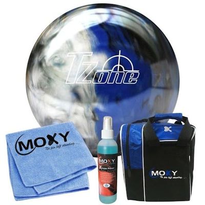 Bowlerstore Products Brunswick T-Zone Indigo Swirl Bowling Ball | Moxy Strike Royal Bowling Bag | Moxy Blue Micro Fiber Towel | Moxy Xtreme Power Cleaner Package 13lbs