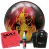 Brunswick Rhino Red/Black/Gold Pearl Bowling Ball | Moxy Strike Black Bowling Bag | Moxy Red Micro Fiber Towel | Moxy Xtreme Power Cleaner Package 11lbs