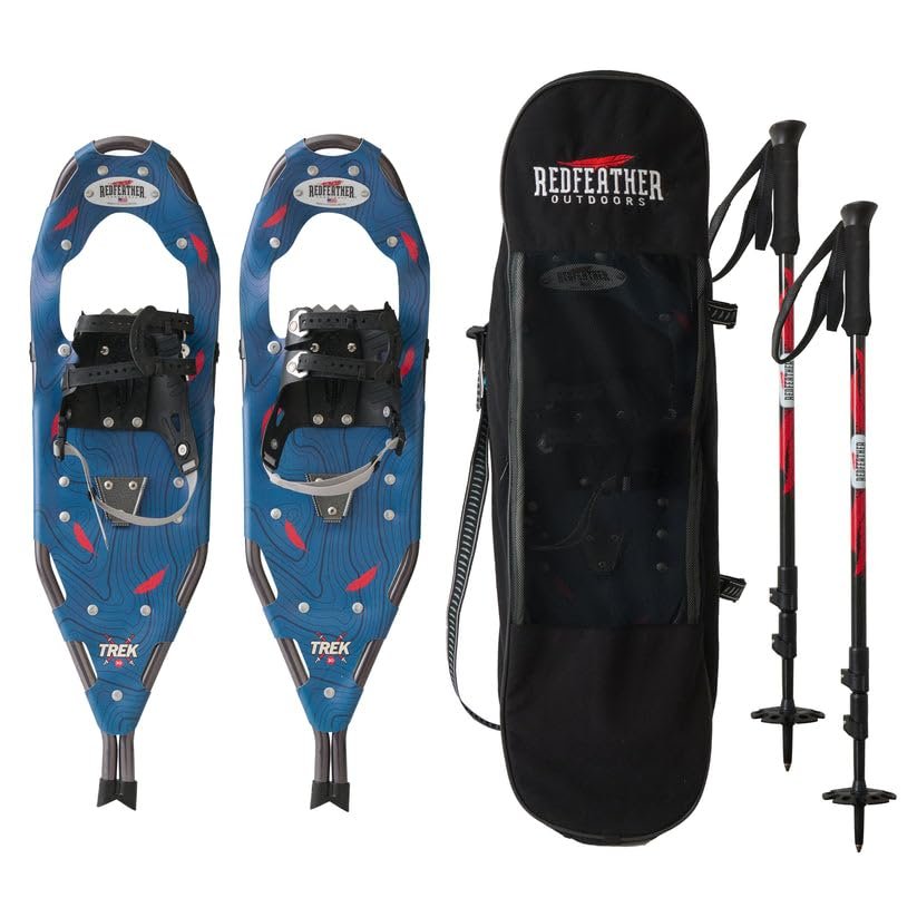 Redfeather Outdoors Trek Men's Snowshoes Kit 35" - Lightweight, Durable, Made in The USA - Ideal for Winter Hiking, Snowshoeing, and Outdoor Adventures - Premium Performance Snowshoes