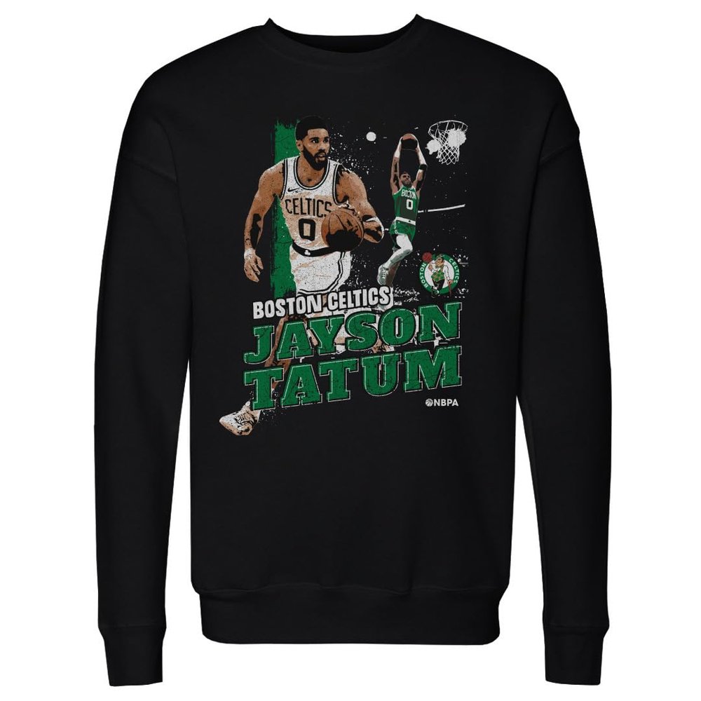 500 LEVEL Jayson Tatum Boston Celtics Crewneck Sweatshirt - Jayson Tatum Boston Celtics Gritty WHT (Black, XX-Large)