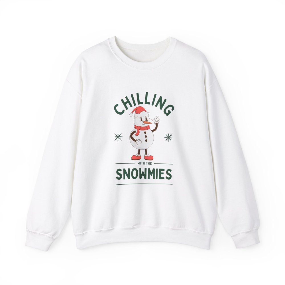 Funny Snowman Holiday Sweatshirt, Rolling with the Snowmies, Winter Occasion Pullover, Christmas Jumper, Unique Seasonal White