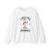 Funny Snowman Holiday Sweatshirt, Rolling with the Snowmies, Winter Occasion Pullover, Christmas Jumper, Unique Seasonal White view 1