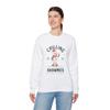 Funny Snowman Holiday Sweatshirt, Rolling with the Snowmies, Winter Occasion Pullover, Christmas Jumper, Unique Seasonal White view 2