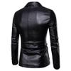 Mens Daily Simple Casual PU Leathers Suits Classic Leather Blazer 2-Button Lambskin Leather Blazers (Black B1,5X-Large) view 2