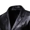 Mens Daily Simple Casual PU Leathers Suits Classic Leather Blazer 2-Button Lambskin Leather Blazers (Black B1,5X-Large) view 4